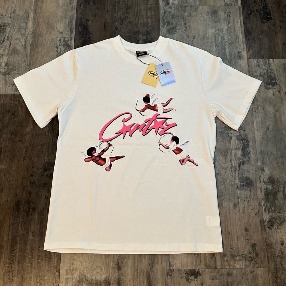 White Graphic Tee with Pink Accents
